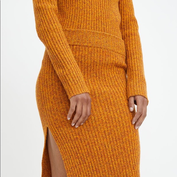 RODEBJER Rust Rib Knit Wool Midi Skirt & Sweater S/M - Picture 5 of 11